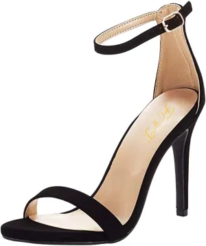 FOWT Women Round Open Toe Heeled Sandals Ankle Strap Stiletto High Heels Sexy Single Band Dance Party Shoes Size 4-15 US