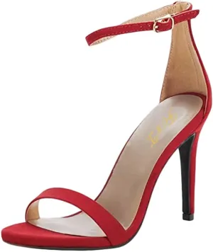 FOWT Women Round Open Toe Heeled Sandals Ankle Strap Stiletto High Heels Sexy Single Band Dance Party Shoes Size 4-15 US