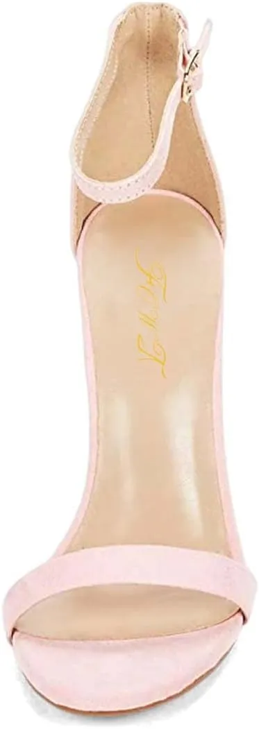 FOWT Women Round Open Toe Heeled Sandals Ankle Strap Stiletto High Heels Sexy Single Band Dance Party Shoes Size 4-15 US