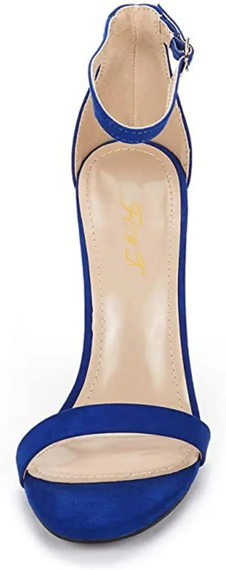 FOWT Women Round Open Toe Heeled Sandals Ankle Strap Stiletto High Heels Sexy Single Band Dance Party Shoes Size 4-15 US