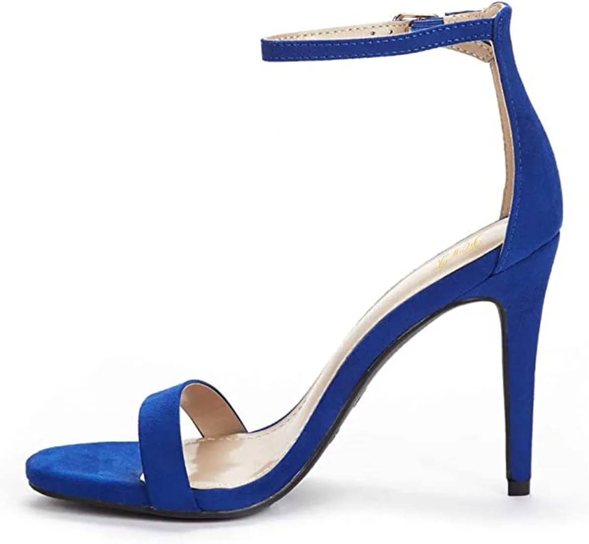 FOWT Women Round Open Toe Heeled Sandals Ankle Strap Stiletto High Heels Sexy Single Band Dance Party Shoes Size 4-15 US