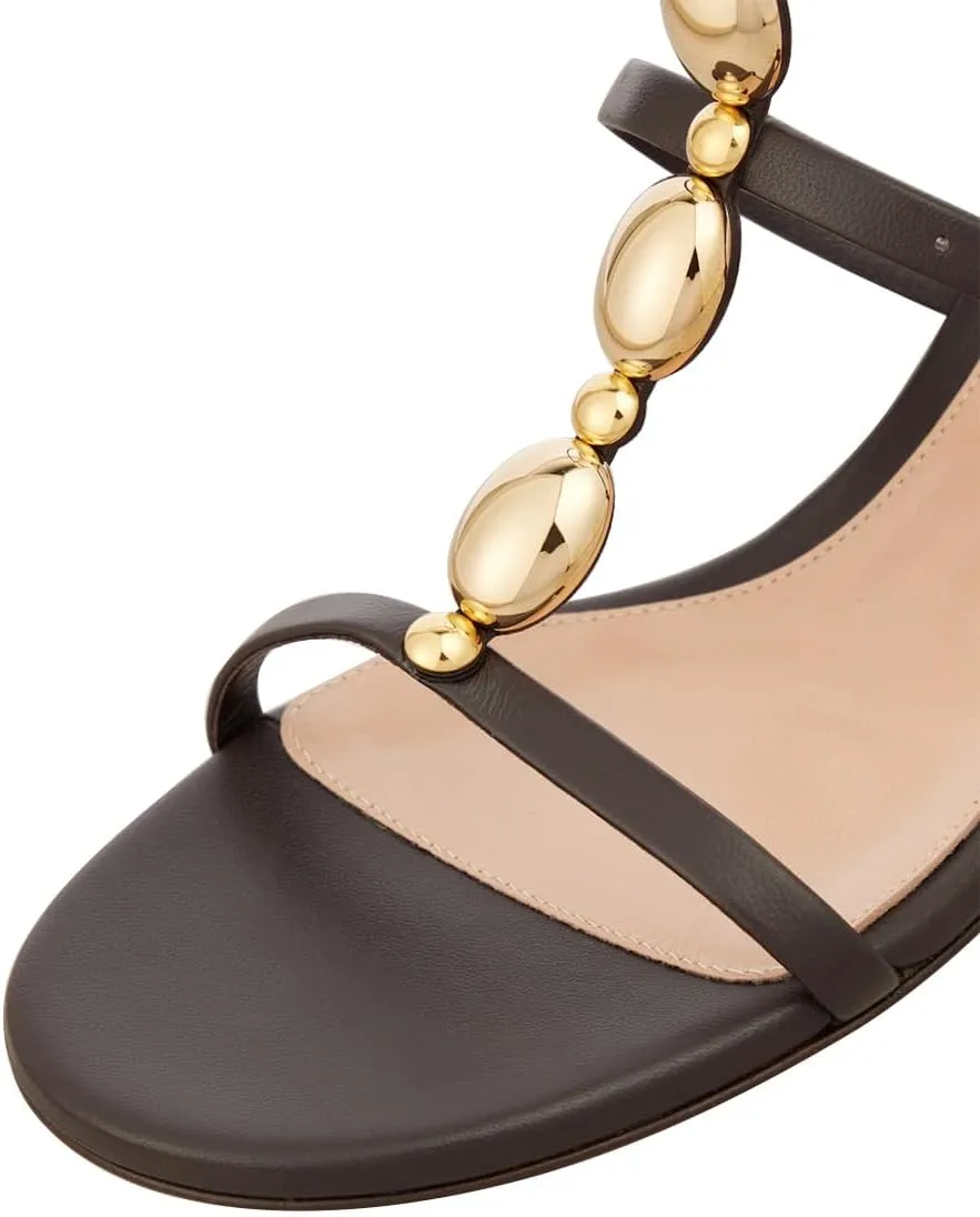 FOWT Women Round Open Toe Sandals Chunky Block Low Heels Ankle Strap Chain Fashion Club Shoes Size 4-16 US