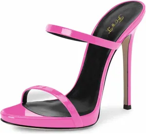 FOWT Women Sexy Open Toe Thin High Heel Two Straps Mules Slip on Slingback Party Prom Evening Dance Shoes Size 4-16 US