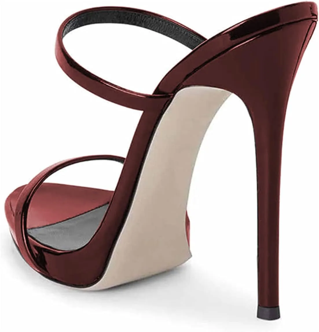 FOWT Women Sexy Open Toe Thin High Heel Two Straps Mules Slip on Slingback Party Prom Evening Dance Shoes Size 4-16 US