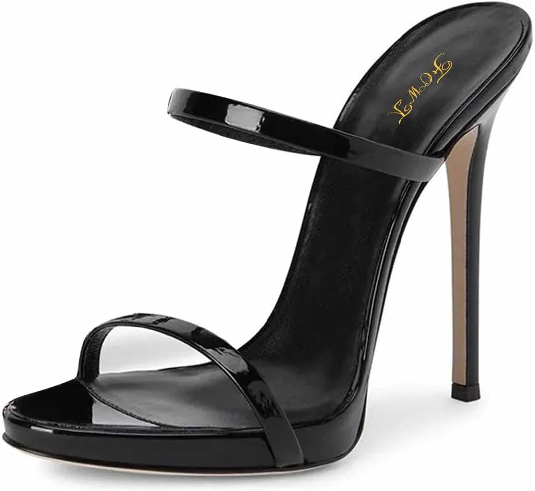 FOWT Women Sexy Open Toe Thin High Heel Two Straps Mules Slip on Slingback Party Prom Evening Dance Shoes Size 4-16 US