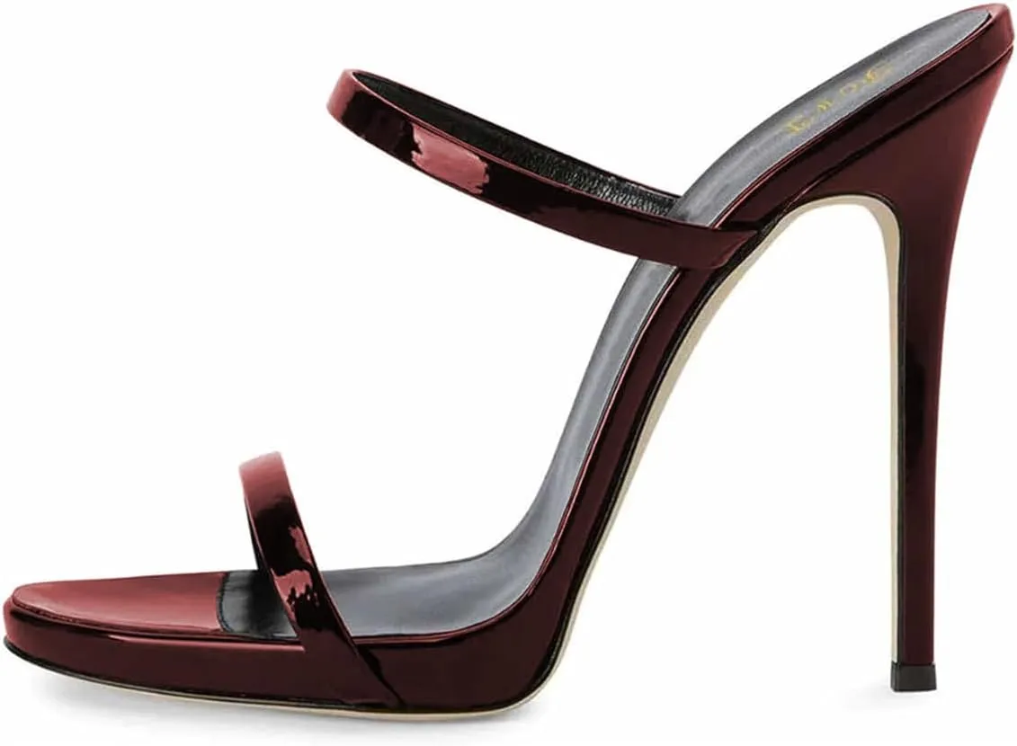 FOWT Women Sexy Open Toe Thin High Heel Two Straps Mules Slip on Slingback Party Prom Evening Dance Shoes Size 4-16 US
