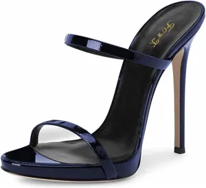 FOWT Women Sexy Open Toe Thin High Heel Two Straps Mules Slip on Slingback Party Prom Evening Dance Shoes Size 4-16 US