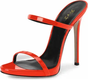 FOWT Women Sexy Open Toe Thin High Heel Two Straps Mules Slip on Slingback Party Prom Evening Dance Shoes Size 4-16 US