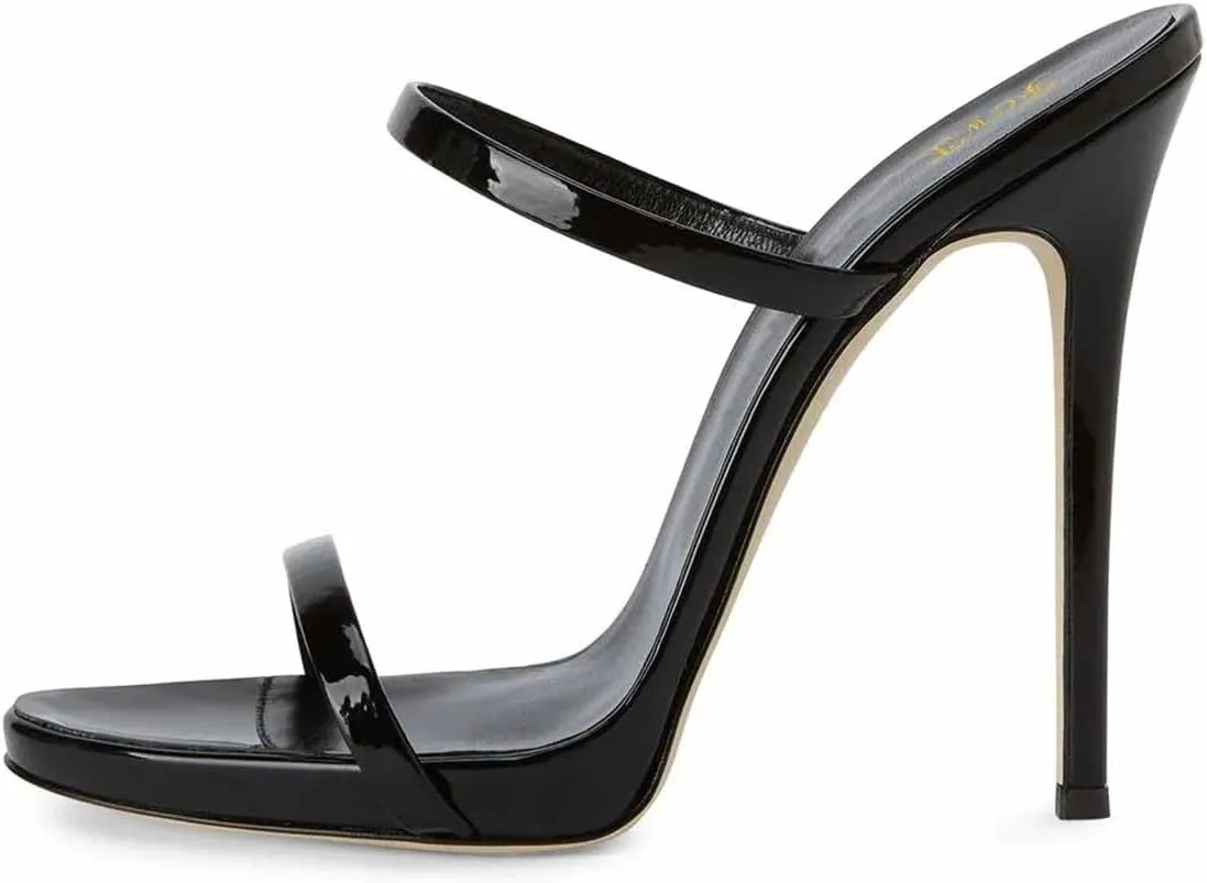 FOWT Women Sexy Open Toe Thin High Heel Two Straps Mules Slip on Slingback Party Prom Evening Dance Shoes Size 4-16 US