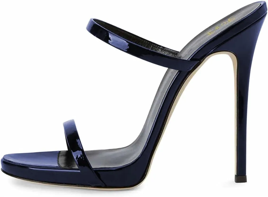FOWT Women Sexy Open Toe Thin High Heel Two Straps Mules Slip on Slingback Party Prom Evening Dance Shoes Size 4-16 US