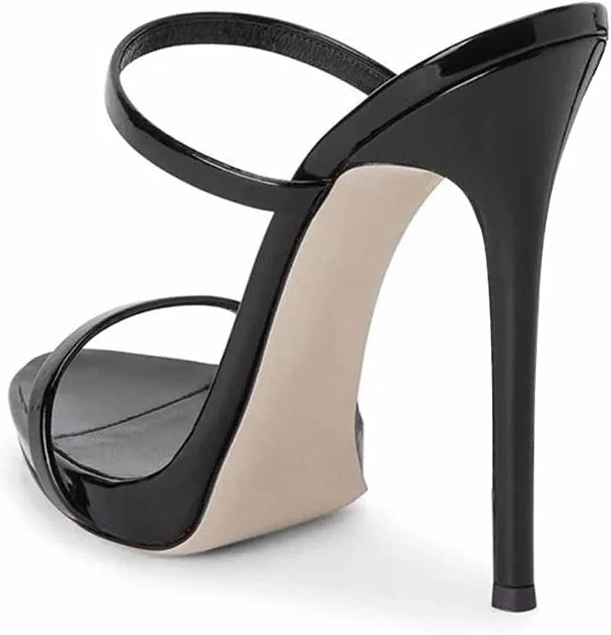 FOWT Women Sexy Open Toe Thin High Heel Two Straps Mules Slip on Slingback Party Prom Evening Dance Shoes Size 4-16 US