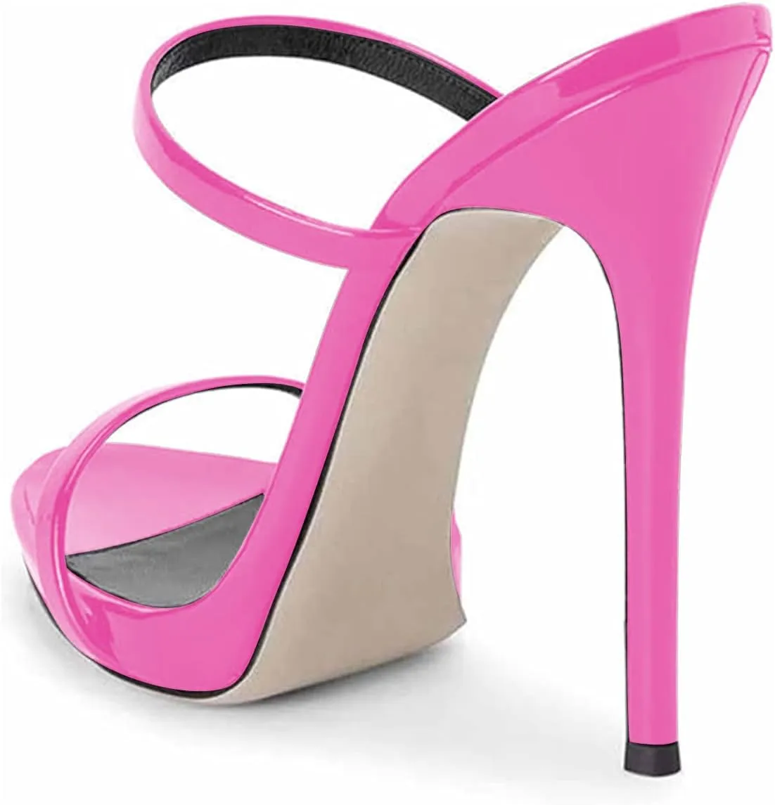 FOWT Women Sexy Open Toe Thin High Heel Two Straps Mules Slip on Slingback Party Prom Evening Dance Shoes Size 4-16 US