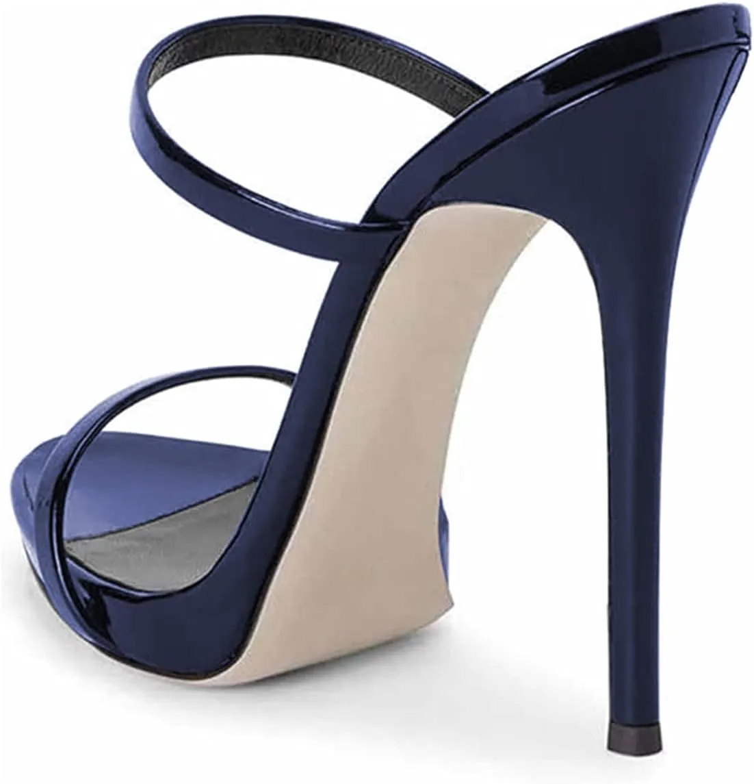 FOWT Women Sexy Open Toe Thin High Heel Two Straps Mules Slip on Slingback Party Prom Evening Dance Shoes Size 4-16 US