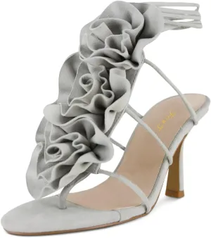 FOWT Women Split Toe Flower Sandals Lace up Stiletto High Heels Elegant Founce Party Wedding Dance Shoes Size 4-16 US