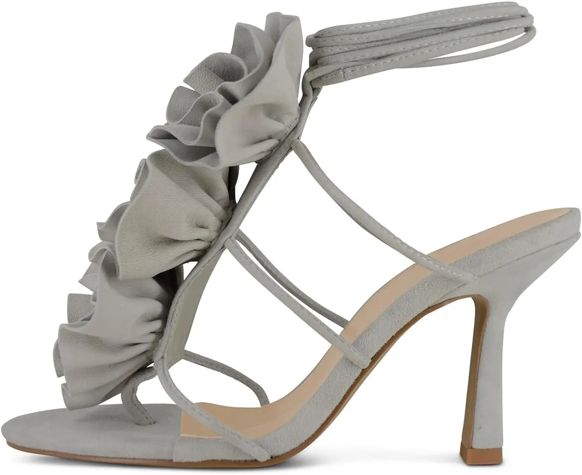 FOWT Women Split Toe Flower Sandals Lace up Stiletto High Heels Elegant Founce Party Wedding Dance Shoes Size 4-16 US
