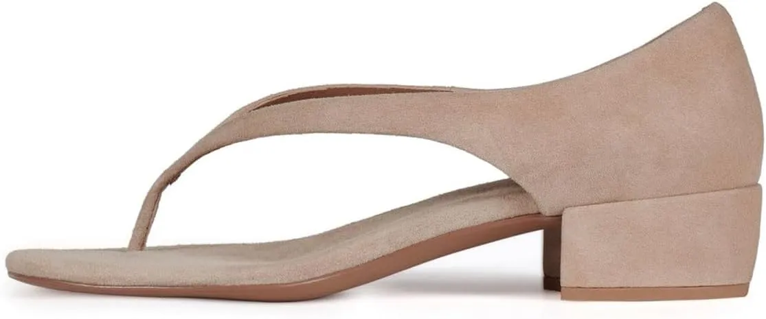 FOWT Women Split Toe Sandals Slip on Chunky Block Low Heels Fashion Casual Street Daily Shoes Size 4-16 US