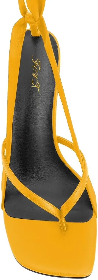FOWT Women Sqaure Split Toe Sandals Ankle Strap Stiletto High Heels Bow Sexy Dressy Summer Party Shoes Size 4-16 US