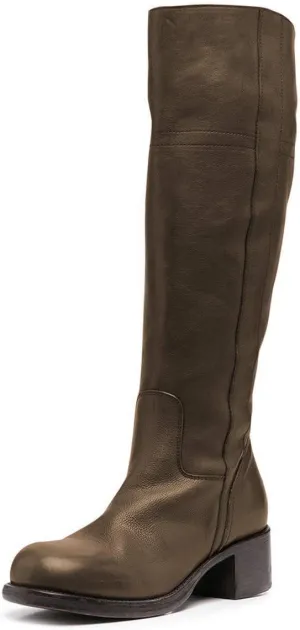 FOWT Women Wide Calf Low Chunky Heel Knee High Boots Zip-up Round Toe Western Riding Boots Pull On Fall Winter Shoes for Ladies US Size 4-16