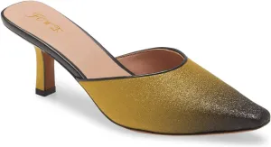 FOWT Women’s Low Kitten Heel Mules Pointed Cap Toe Pumps Slingback Two Toned Slip-On Sandals Backless Burnished Faux Leather Gradient Color Slipper for Girls Vintage Classics Size 4-16 US