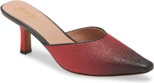 FOWT Women’s Low Kitten Heel Mules Pointed Cap Toe Pumps Slingback Two Toned Slip-On Sandals Backless Burnished Faux Leather Gradient Color Slipper for Girls Vintage Classics Size 4-16 US