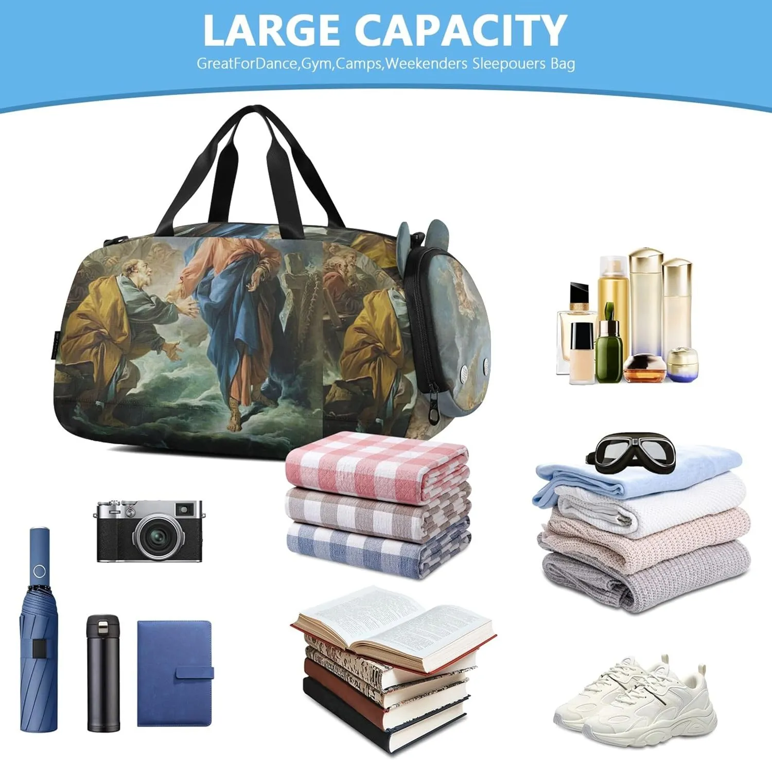 Francois Boucher Saint Peter Painting Girls Duffle Bags for Travel Toddler Weekender Bags Kids Gym Duffle Boys Carry on Duffel Bag