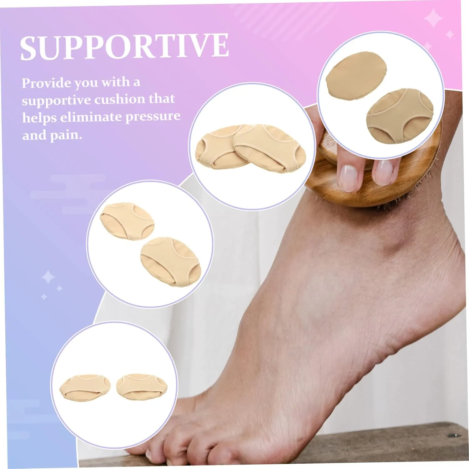 FRCOLOR Foot Insoles for Heeled Shoes Women's Men's Front Foot Pads Half-Size Non-Slip and Sturdy
