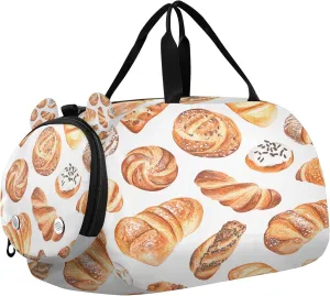 Freshly Baked Bread Youth Sports & Travel Duffle Bag with Shoe Compartment,Waterproof Gym Bag for Girls and Boys (Overnight Essentials Organizer)