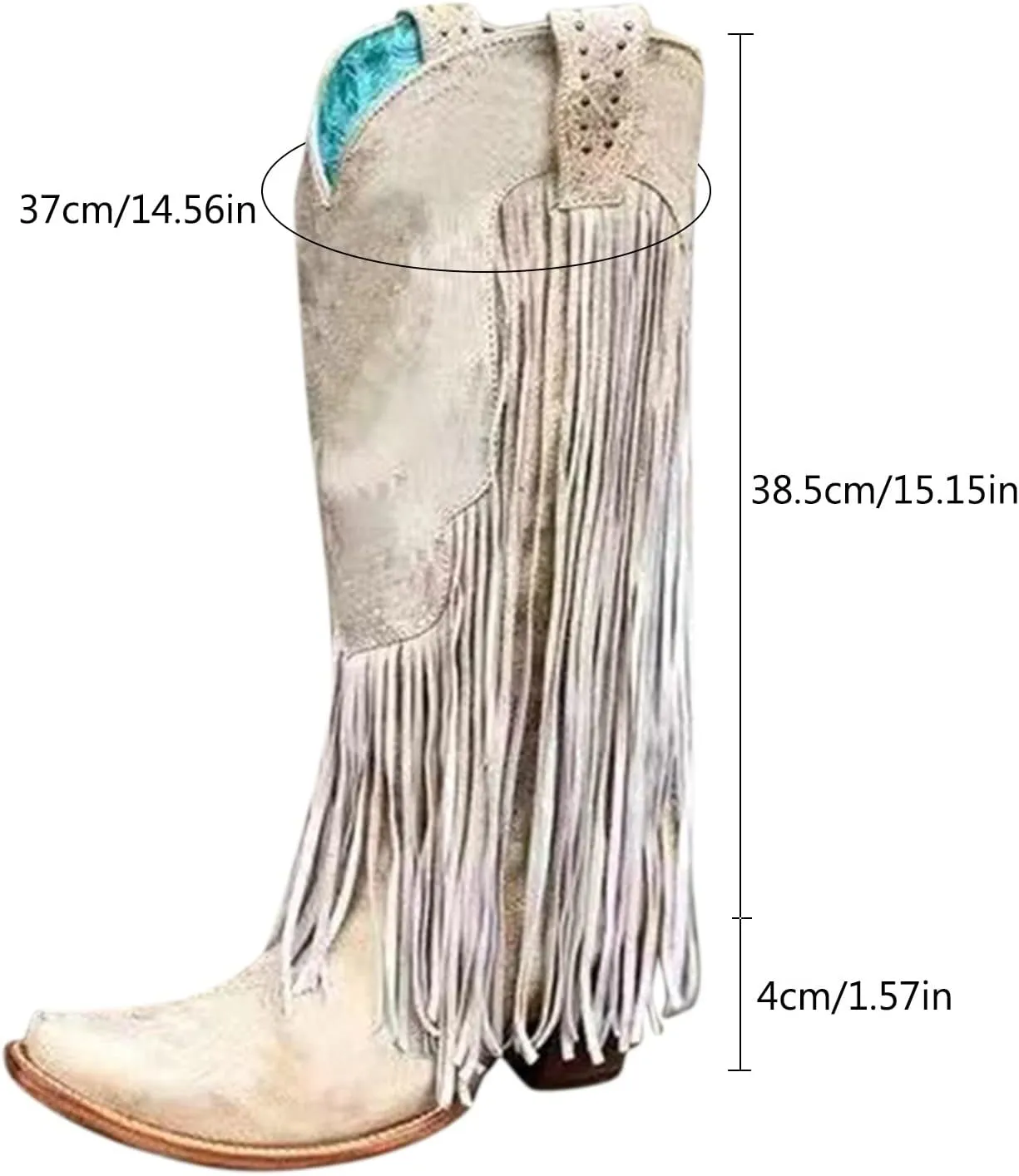 Fringe Cowboy Boots for Women Western Tassel Riding Cowgirl Boots Pull on Mid Calf Boots Fashion Buckle Boots