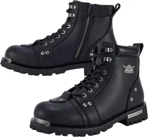 GARGOYLE BELLS Men's Motorcycle Boots PU Leather Combat Boots for Men Biker Boots with Lace-Up and Side Zipper (Black, US Footwear Size System, Adult, Women, Numeric, Medium, 10)