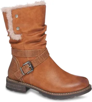 GC Shoes Womens Booties, Fold Over Faux Fur Ankle Boots or Zip Up Fashion Biker Booties for Women, Warm Low Heel Comfort Walking Motorcycle Boot