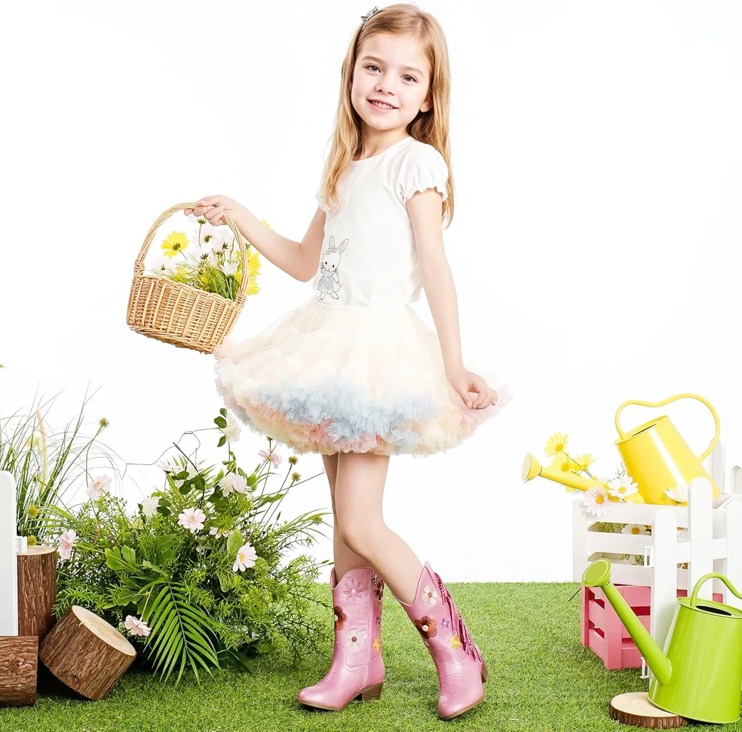 Girls Cowboy Boots Toddler Cowgirl Floral Embroidered Fringe Little Kids Western Boots Girl Riding Boot Birthday Party