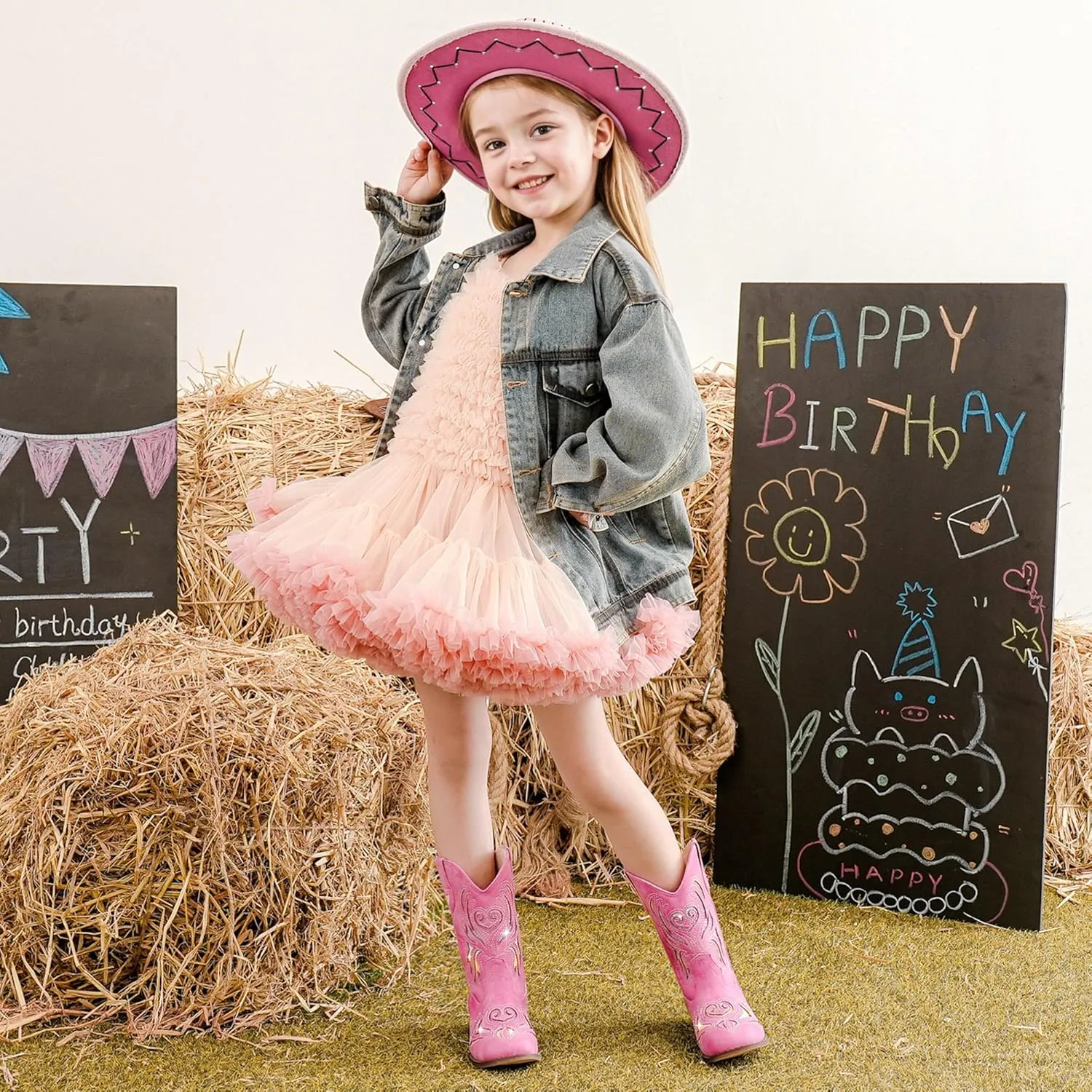 Girls Cowgirl Boot Glitter Kids Cowboy Boots Western BoysCowboy Mid Calf Square Toe Toddler Little Kid/Big Kid Party Birthday Riding Shoes