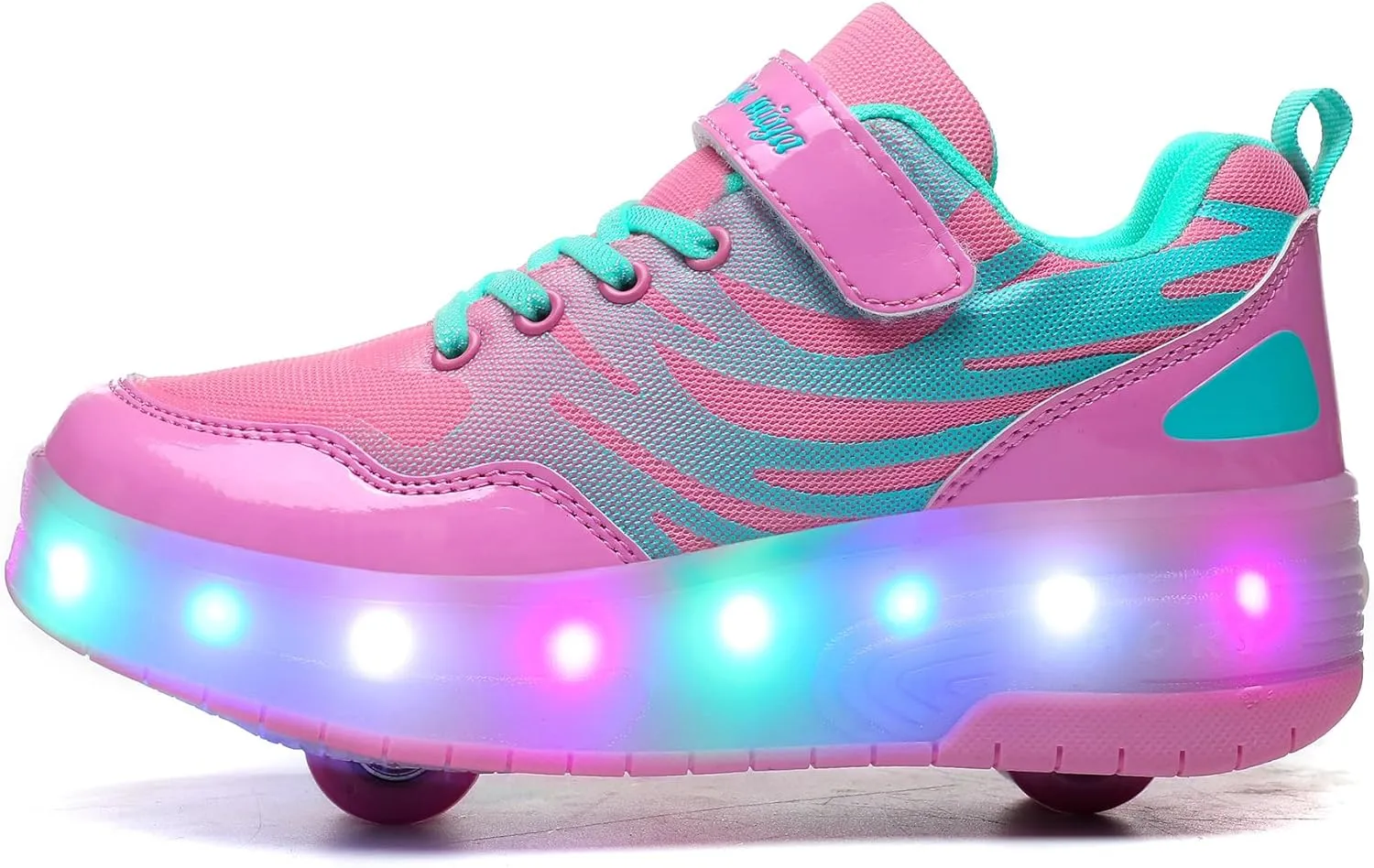 Girls Roller Shoes LED Lights Up Sneakers with Wheels Removable Lightweight Roller Skates Boys Beginners Trainers Skate Comfortable Sports Footwear Athletic USB Charge Sneaker Kids Gifts
