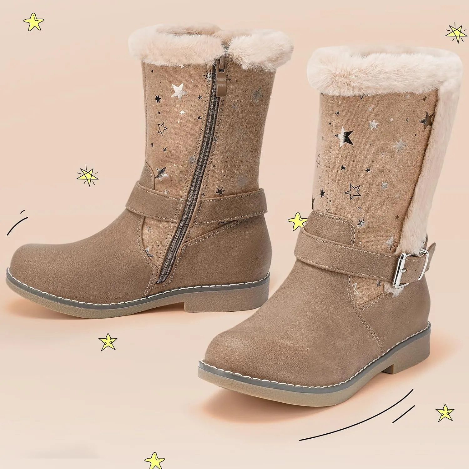 Girls Winter Boots Kids Cowgirl Boots Girl Combat Knee High Boot Girls Dress Shoes
