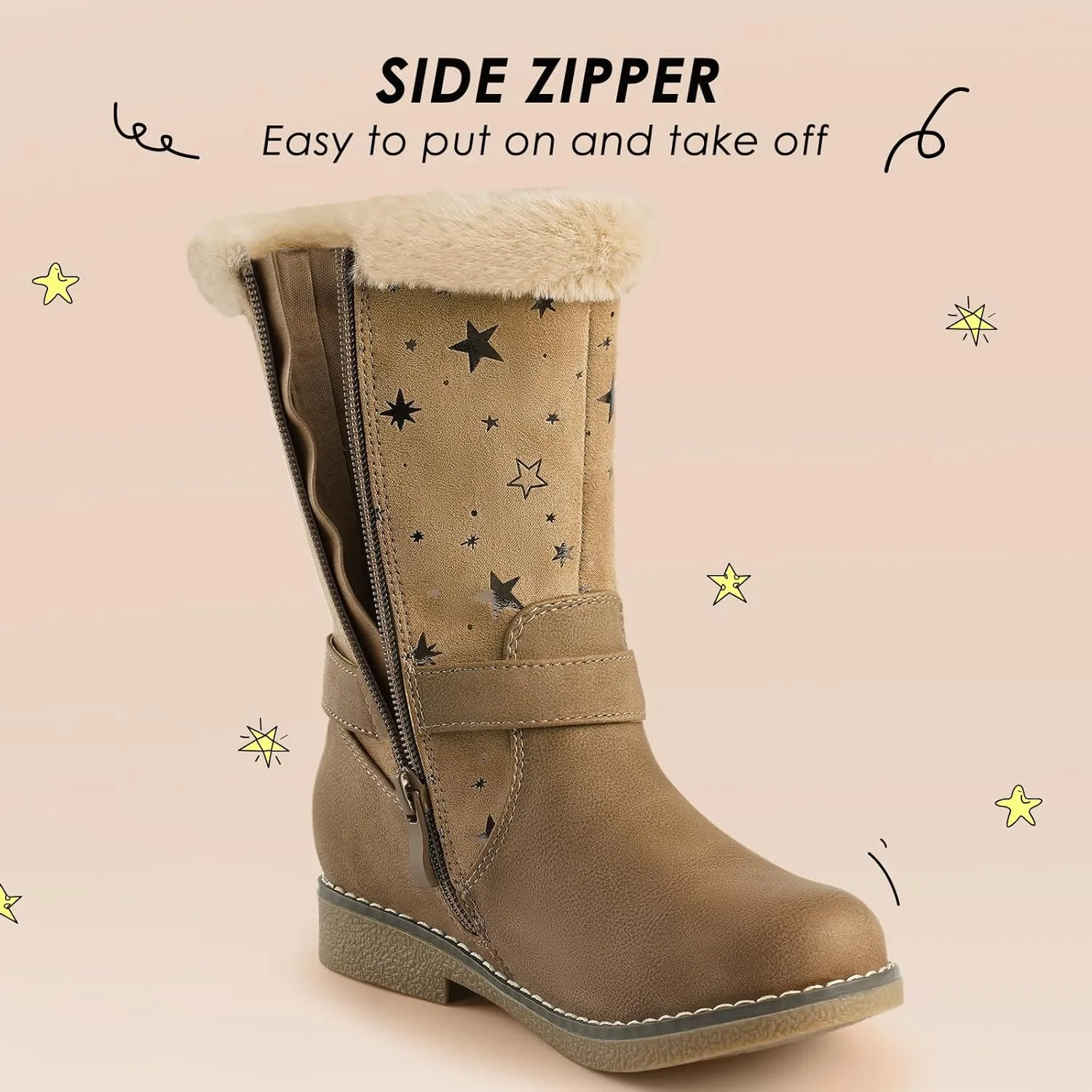 Girls Winter Boots Kids Cowgirl Boots Girl Combat Knee High Boot Girls Dress Shoes