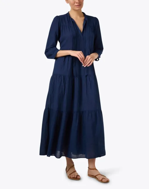 Giselle Navy Cotton Gauze Dress