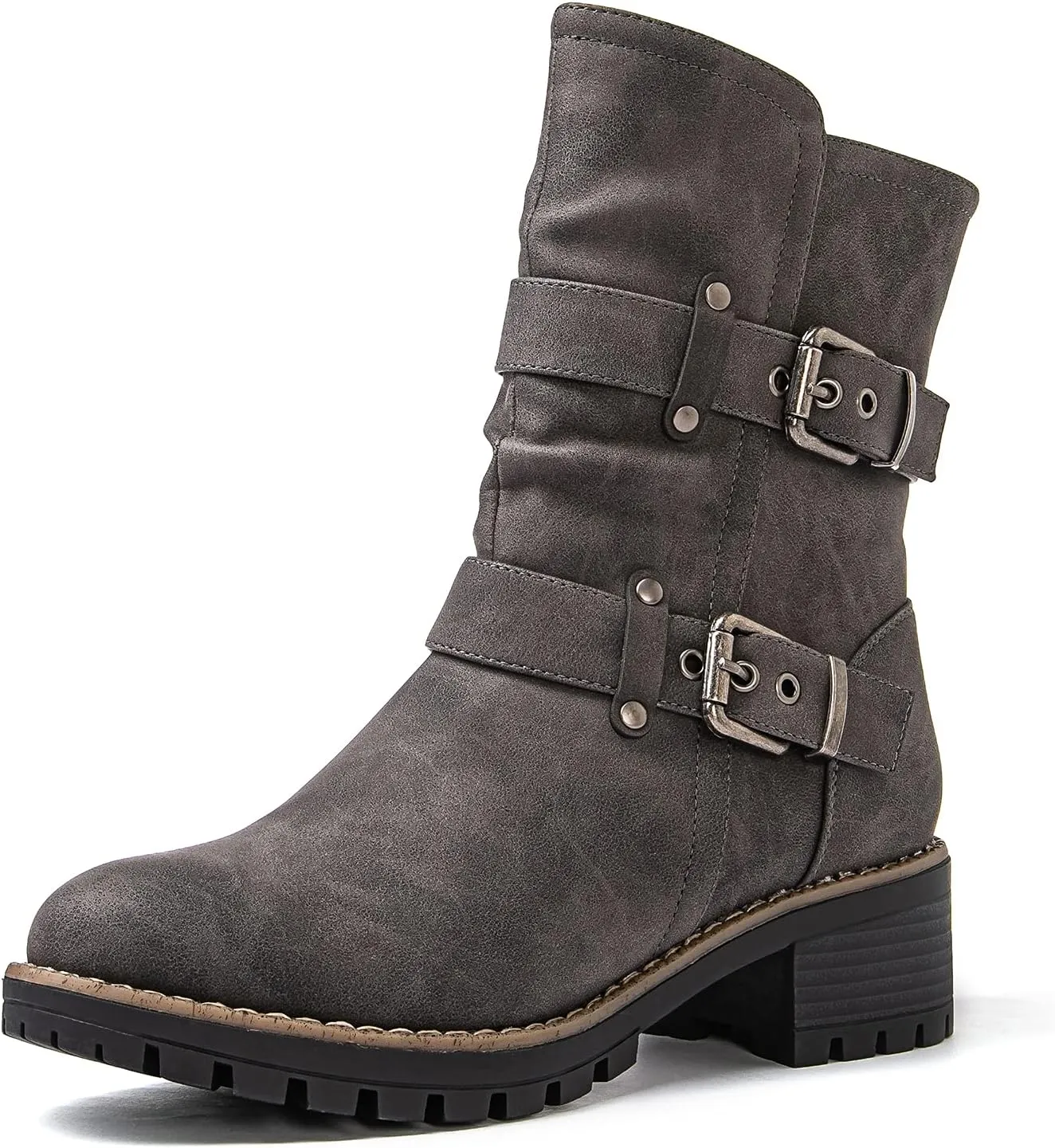 GLOBALWIN Fashion Ankle Boots For Women Women's Biker Boots Low Heel Motorcycle Boots