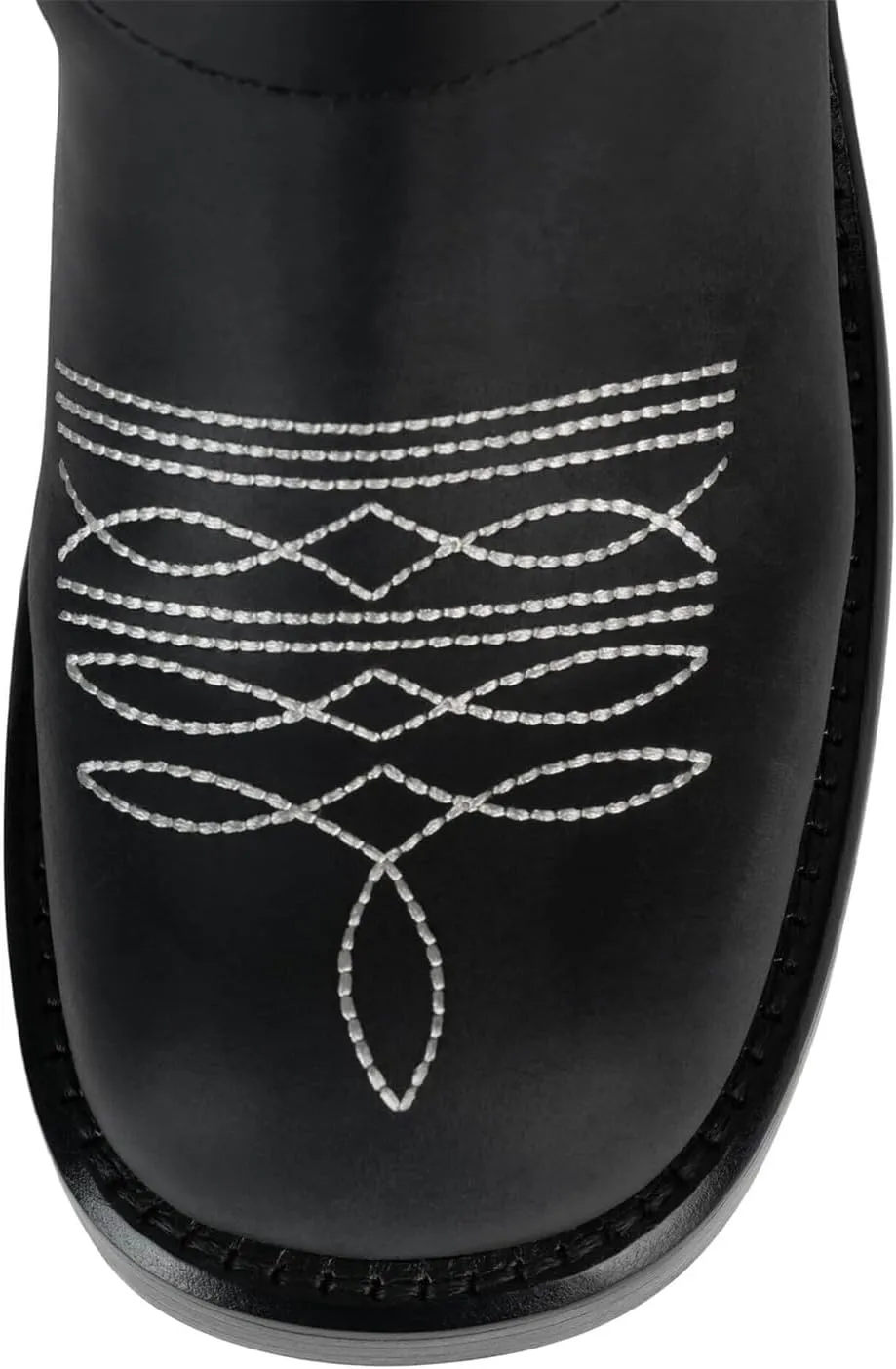 Goolita Buckle Biker Boots Women Square Toe Chunky Heel Embroidered Mid Calf Boots Slip On Motorcycle Riding Boots