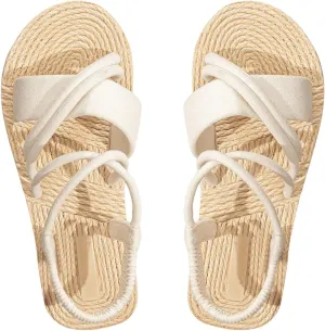 GORGLITTER Women's Bow Beach Flat Sandals Strappy Open Toe Braided Summer Sandals