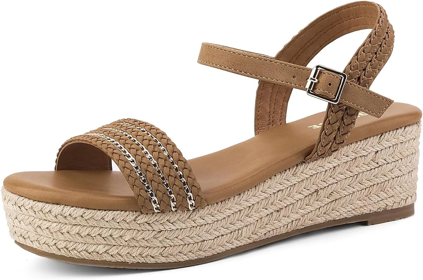 GOSERCE Wedge Sandals for Women Espadrille Platform Sandals Comfortable Lace Up Peep Open Toe for Walking Beach Casual Dressy Summer Shoes