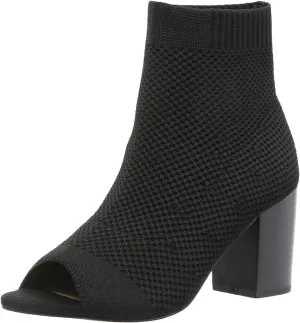 GUNIYIFS Chunky Block High Heels Sandals for Women Knit Pointed Toe Peep Toe Heeled Booties Dress Shoes Summer Sock Booties
