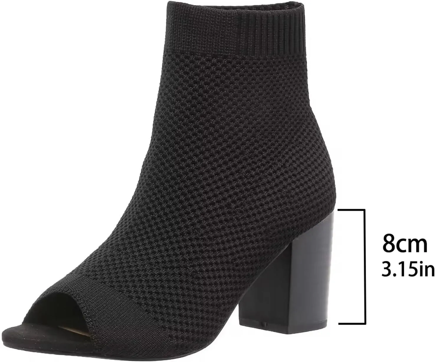 GUNIYIFS Chunky Block High Heels Sandals for Women Knit Pointed Toe Peep Toe Heeled Booties Dress Shoes Summer Sock Booties