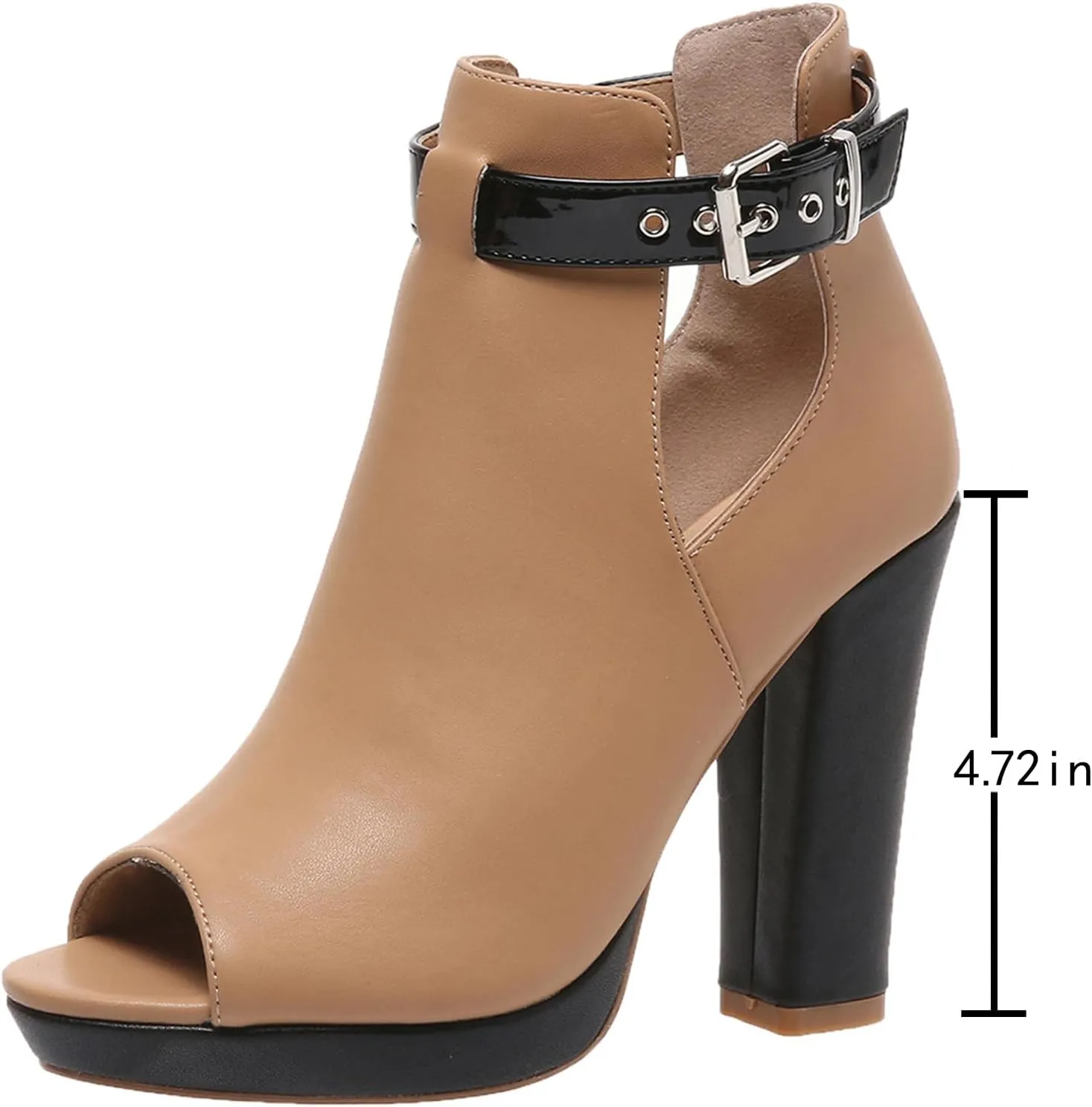 GUNIYIFS Women's Peep Toe Stacked High Heels Sandals Ankle Strap Buckle Heeled Booties Dress Shoes Summer Night Club Prom