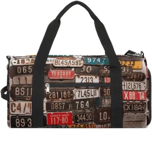 Gym Bag for Men Travel Duffle Bag Old License Plate Tote Bag Weekender Duffel Bag Weekender Bag for Sports