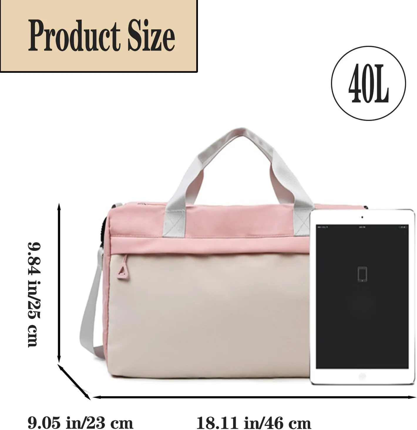 Gym Bag for Women,Duffle Bag for Travel,40L Carry On Weekender Bags with Shoe Compartment,Sports Bags for Yoga & Dance with Wet Pocket