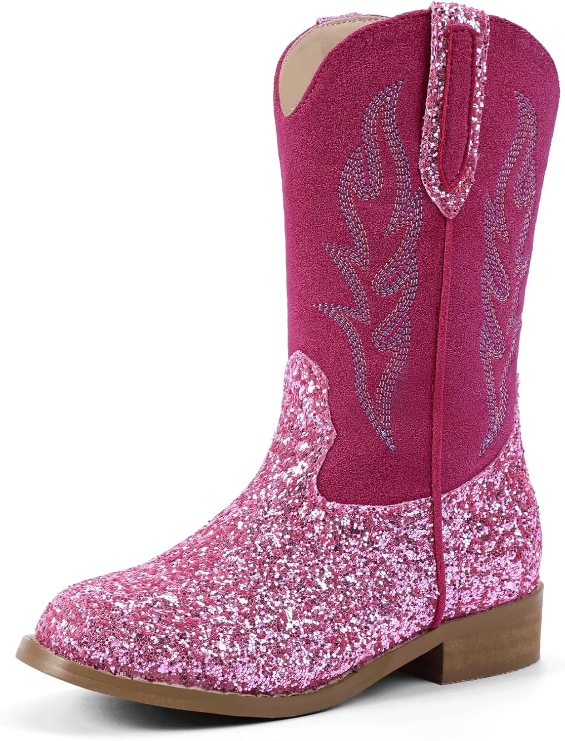 Hehainom Girls Cowgirl Boots for Toddler Cowgirl Booties Little Big Kids Western Mid Calf Riding Shoes Boys Cowboy Boots