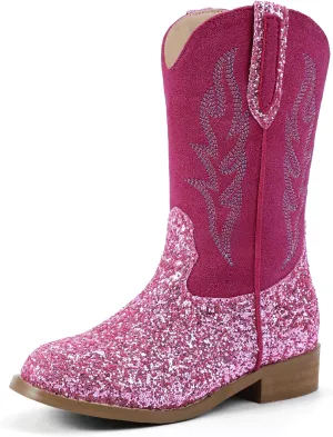 Hehainom Girls Cowgirl Boots for Toddler Cowgirl Booties Little Big Kids Western Mid Calf Riding Shoes Boys Cowboy Boots