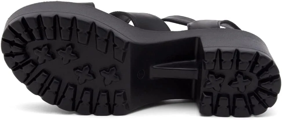 Herstyle Certain Women's Platform Sandal with Adjustable Ankle Strap Open Toe Two Bands Lug Sole Block heel shoes