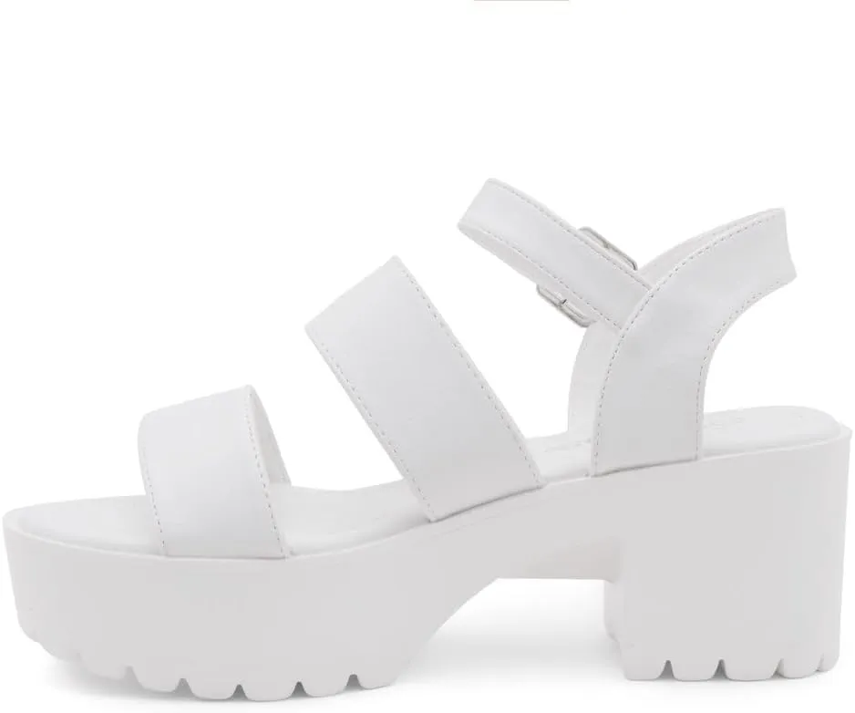 Herstyle Certain Women's Platform Sandal with Adjustable Ankle Strap Open Toe Two Bands Lug Sole Block heel shoes
