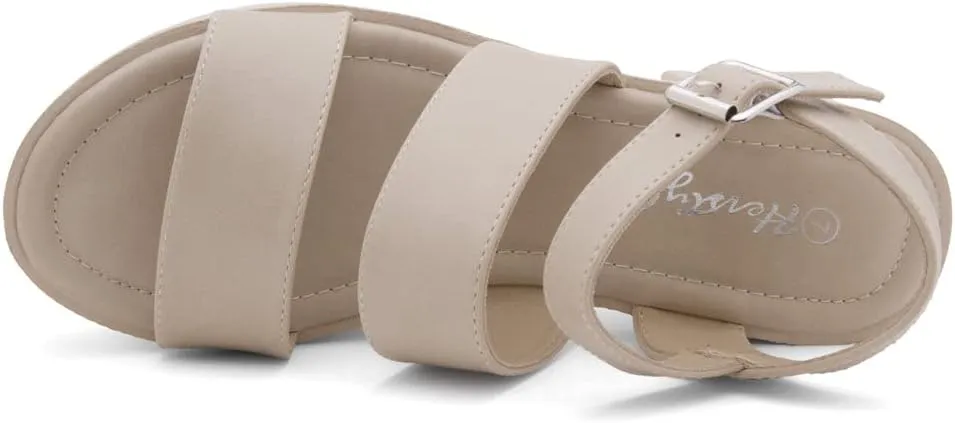Herstyle Certain Women's Platform Sandal with Adjustable Ankle Strap Open Toe Two Bands Lug Sole Block heel shoes